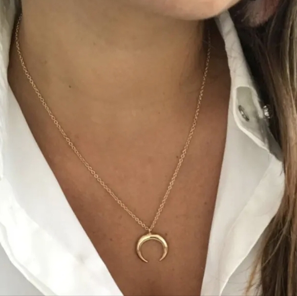 NEW Brandy Melville Golden Dainty Necklace w/ Horizontal Crescent Moon Pendant - Picture 5 of 7